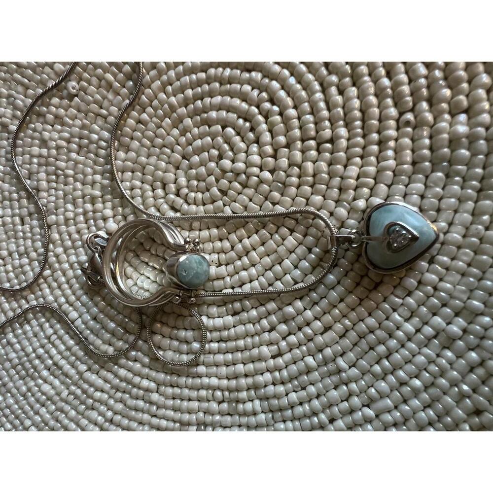Larimar Stone necklace and Larimar Conversion Ring to Brownish stone